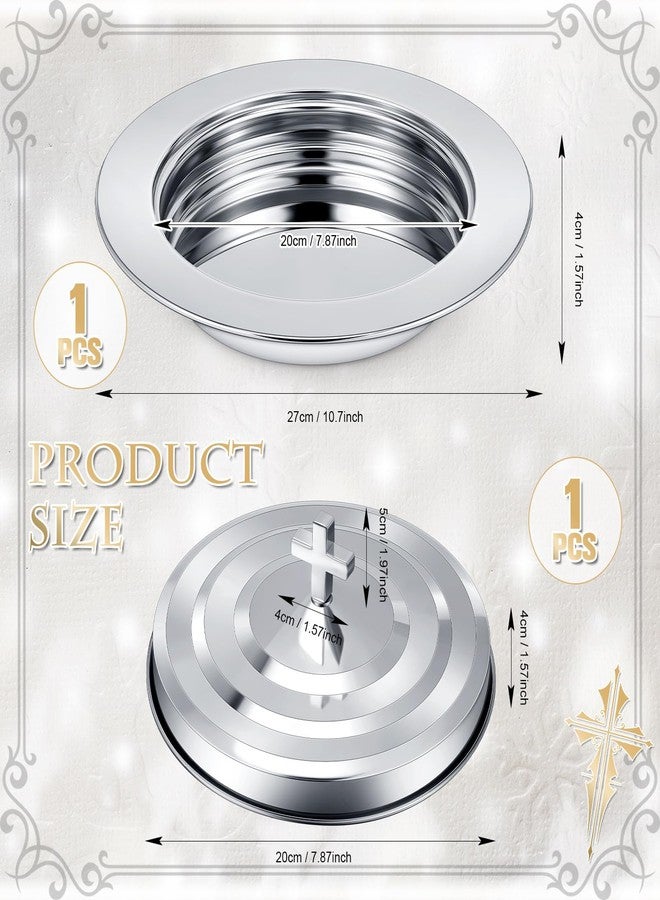 Zhehao 1 Plates Silver Communion Set, Holy Trays with Lid, Stainless Steel Bread Tray Plates for Churches, Holy Communion Tray with Cover, Polished Church Supplies Ware Sets - Image 2